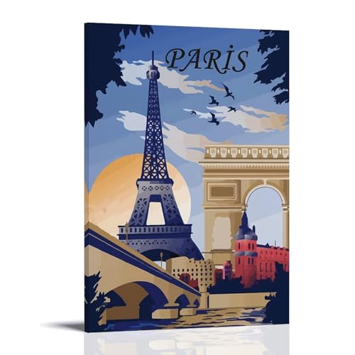 Impression sur toile Paris vintage de qualite superieure decoration murale ouweri 40x60cm