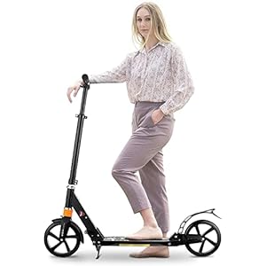 CAROMA Trottinette pour Adolescents et Adultes Trottinette Pliable à Grandes Roues et Hauteur réglable, avec Sangle de Transport et béquille