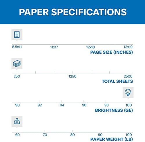 Hammermill 카드스톡, 프리미엄 컬러 카피, 27.2kg(60파운드), 21.6 x 27.9cm(8.5 x 11-100인치) 밝음, 미국 카드 스톡, 122549R, 화이트 - 1팩 (250장) — 사진 3