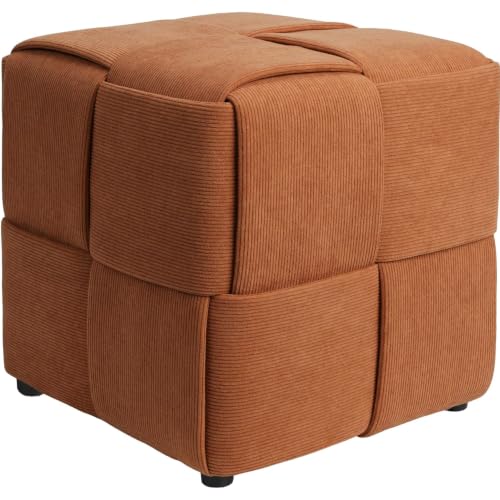 Madera Nieve Taburete Puff Cuadrado de Pana 40x40x40 cm – Reposapiés Otomano Tapizado, Asiento Cubo Moderno para Salón, Dormitorio y Entrada, Diseño Elegante y Cómodo.