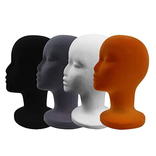 qiguch66 Mannequin Head Model Art Work Painting Novelty,Flocking Foam Female Head Model Wig Hat Holder DIY Props Headwear Display Mold - Black