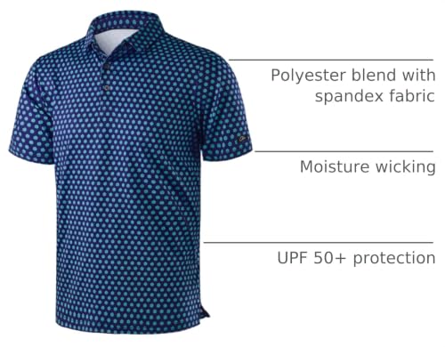 Image of Obla Mens Golf Polo Shirts Short Sleeve Dry Fit Performance Moisture Wicking Casual Print Collared Golf Shirts for Men