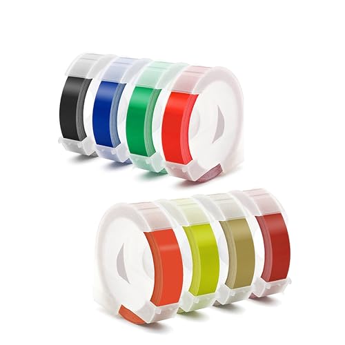 Label Maker Tape Compatible with Dymo Embossing Label Maker, 1/2''x 9.8' Colorful 3D Plastic Office Mate II Tape Compatible with Dymo Embossing 35800