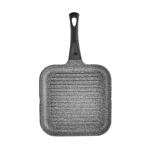 KARACA Serra - Sartén de biogranito gris de 28 cm, revestimiento de aspecto de granito, sartén ergonómica, sartén para crepes de granito