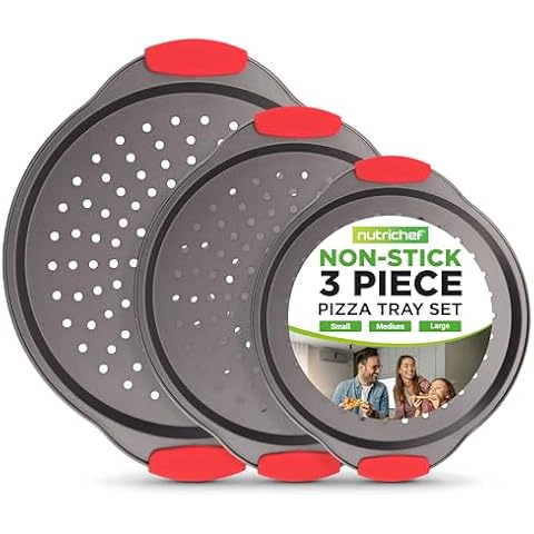 NutriChef 3-Piece Pizza Tray Set Cover