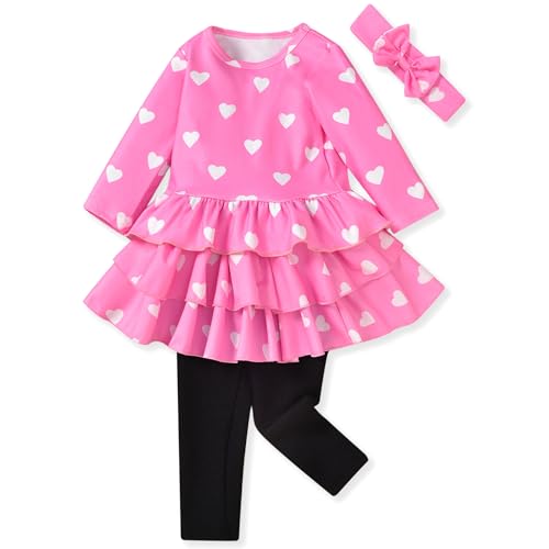 Image of fioukiay Girl Fall Winter Clothes Toddler Girls Spring Outfits Baby Girl Floral Top with Pants Clothing Sets