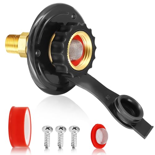 Image of RV City Water Inlet Check Valve, 3 /4 inch NH Female to 1 /2 inch NPT Male | Lead-Free Brass Construction, Leakproof Design, Corrosion Resistant, Tool-Free Installation, Fits RV Camper Trailer Marine