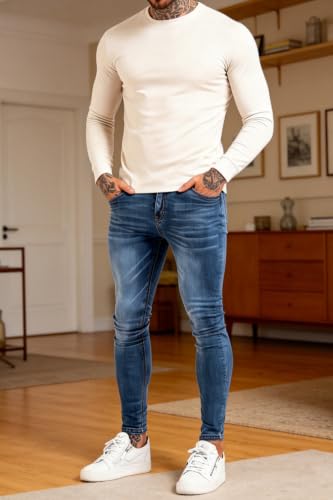 Image of GINGTTO Skinny Jeans Men Slim Fit Stretch Tapered Leg