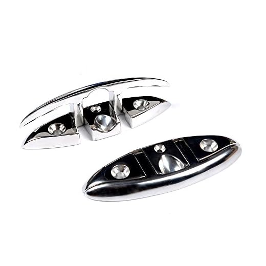 Mxeol Marine Folding Cleat Dock Boat Flip Up 6 Inch w/Fasteners Stainless Steel Pair