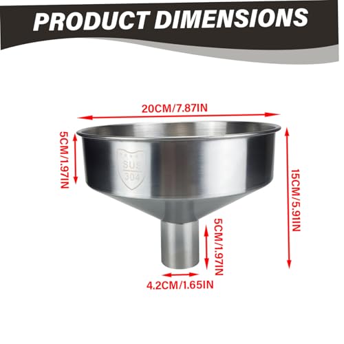 Embudo de acero inoxidable liso de 8x6" para verter sin salpicaduras 4