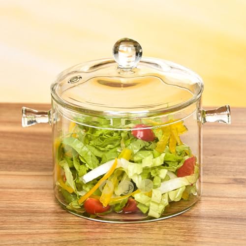 Olla de vidrio borosilicato de 1500ml con tapa resistente para cocina 7