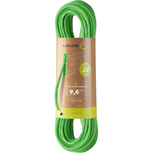EDELRID Tommy Caldwell Eco Dry DuoTec 9.6mm Dynamic Climbing Rope - Neon Green 60m