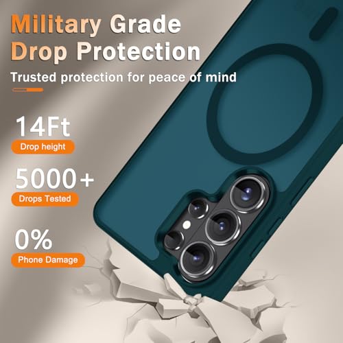 Image of for Samsung Galaxy S26 Ultra Case, Matte Magnetic Phone Cover, Blue | Fit for MagSafe, Screen Protector included, Shockproof Military Grade Protection, Translucent Frosted Back