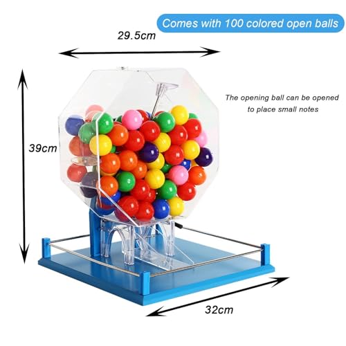 Juego de bingo electrónico con tambor de lotería manual, 100 bolas, selector de manivela para selección de números aleatorios, ideal para fiestas, lugares de entretenimiento y centros comerciales