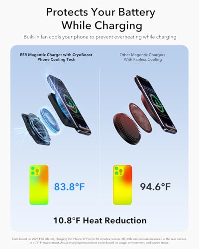 Image of ESR for 3 in 1 Charging Station, Qi2.2 Certified 25W MagSafe Charger Stand with CryoBoost, Phone-Cooling Fast Charging Station, for iPhone 17 /16 with iOS 26, AirPods, Apple Watch, Black