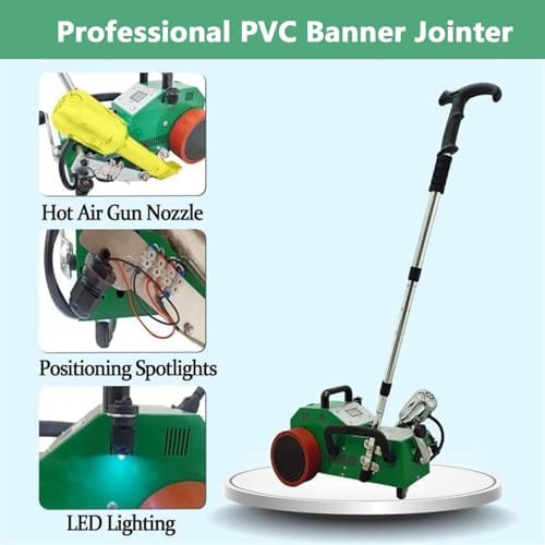 Automatic PVC Banner Welding Machine, 1800W Heat Jointer Welder with Handrails, 20-680℃ Adjustable Temperature, 0.2-1mm Thickness, Seamless Bonding Positioning Function