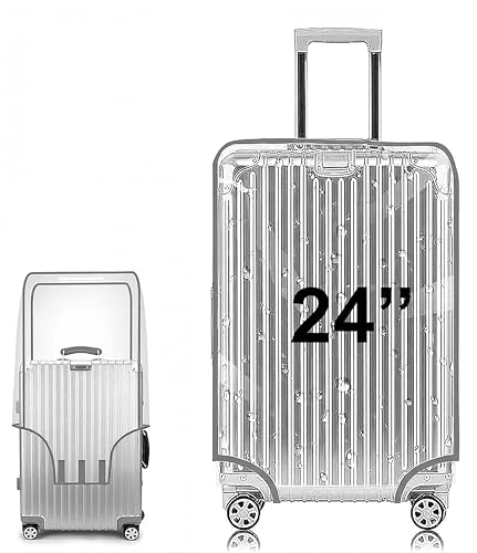 Image of 24 Inch Trolley Bag Cover /Suitcase Bag Cover /Waterproof Dustproof Luggage Cover for Wheeled Luggage /Zippered Clear PVC Suitcase Covers Protectors (Medium, 24 inch, Set of 1)