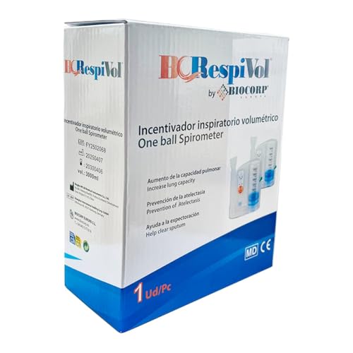 BC Respivol Atemstimulator, 3000 ml, Lungentrainer mit einer Kugel für Physiotherapie und Atemtraining