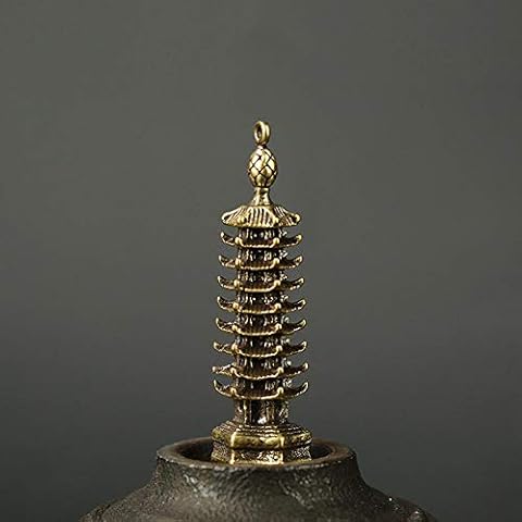 JUZZQ Mini Brass Fengshui Statue for Lucky & Happiness God of Wealth Statue Ornament Sculpture Statue Vintage Brass Chinese Tower Keychain Rope Pendant Ornament Cover