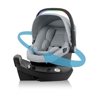 Evenflo Revolve180 LiteMax NXT Rotating Rear-Facing Lightweight Preemie and Infant Car Seat 3-30lbs. with SensorySoothe. Easy Install with Base (Quartz)