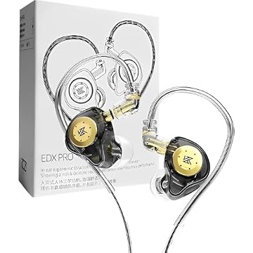 Fone De Ouvido Profissional KZ EDX Pro Intra-auricular, Driver Dinâmico Magnético Composto de 10mm, Cabo Substituível, Original - Perfeito para Cantores - AlverSun (PRETO)
