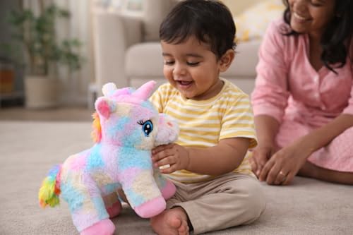 Image of Multicolor Unicorn Soft Toy - 25cm Length | Cute Plush Stuffed Animal for Kids & Girls | Ultra Soft, Fluffy & Lightweight Color May Vary