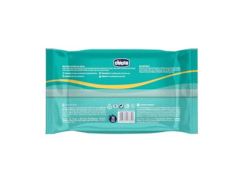 Image of Chicco Wet Wipes 72 Pcs with Fliptop | Free From Phenoxyethanol, Parabens & Alcohol