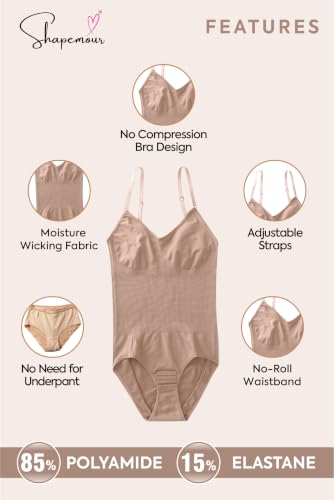 Image of SHAPEMOUR Thong Bodysuit for Women, Slimming Design Shapewear for Women, Tummy Control Body Shaper with Silicone Grip, No Steel Bones for All Day Comfort, Seamless Sculpting Bodyshaper
