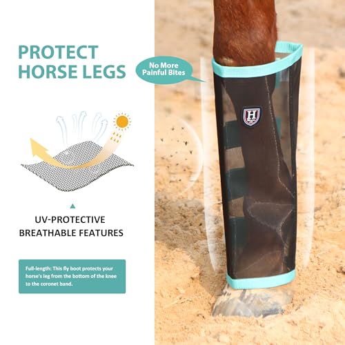 Image of Harrison Howard Loose-Fitting Horse Fly Leggings Breathable, Tear-Resistant Fine Mesh Leg Guards Stay-on Comfortable Fly Boots (Set of 4)