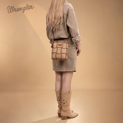 Image of Wrangler Woven Crossbody Bag for Women Vintage Floral Tooled Cross Body Purse