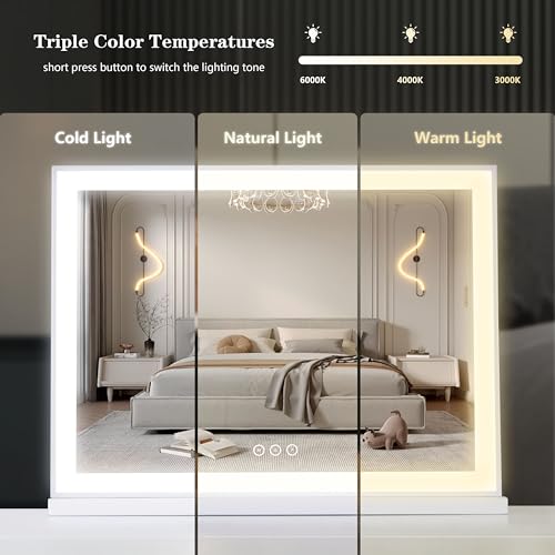 Lighted Vanity Mirror for Makeup Desk, 22.8 x 18, White