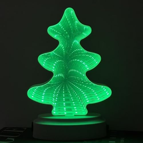 Infinity Mirror Tunnel LED Night Light，Tunnel Mirror Neon Sign，3D Tunnel Lamp Desktop Lamp for Party Home Decor (Christmas tree)