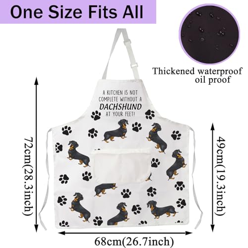 CENWA Dachshund Apron With Pockets Dachshund Lover Gifts Dog Owner Gifts Adjustable Cooking Apron For Animal Dog Lovers (Dachshund Apron EU) - Image 3