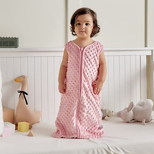 Image of DaysU Baby Sleep Sack with Soothing Dots TOG 2.5, Sleeveless Baby Wearable Blanket 12-18 Months with 2-Way Zipper, Plush Sleeping Bag for Toddler, Pink
