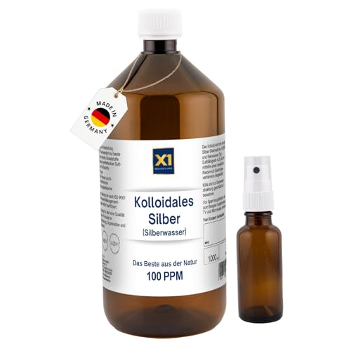 Kolloidales Silberwasser 100% natürlich - mit auffüllbarer 30ml Sprayflasche - Reinstes Silber und reinstes Wasser - tägliche Produktion in Deutschland (100 ppm 1000 ml)