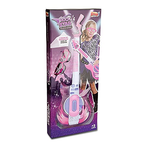 Guitarra Rock Star Rosa com Óculos Microfone, Zoop Toys