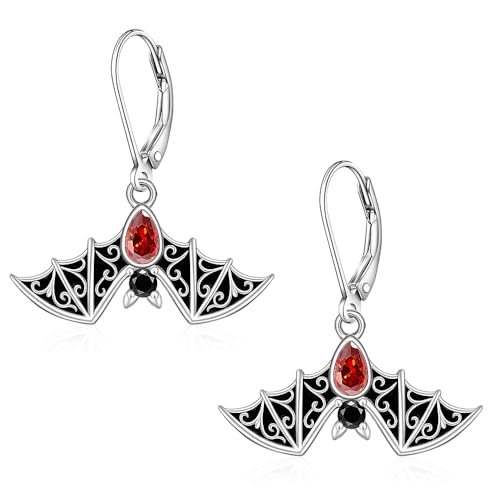 Bat Earrings Halloween Earrings for Women Sterling Silver Black Bat Earring Dangle Gothic Spooky Cute Halloween Jewelry