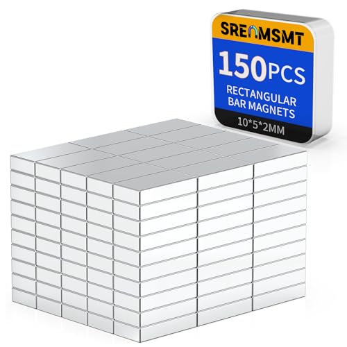 Image of Powerful Neodymium Bar Magnets, 150 Pack Heavy Duty Magnet, 10x5x2mm | Rare Earth Magnets, Rectangular Magnets, Small Magnet Strong for Fridge, DIY, Garage, Kitchen, Science, Craft, Office