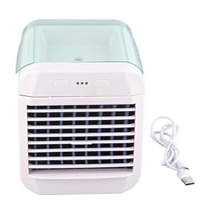 Mini Koelventilator Airconditioner Luchtkoeler 3 Windsnelheid Luchtbevochtiger Desktop Huishoudelijke Usb Mobiele Nachtkoeling voor Kleine Desktop Koelventilator Airconditioning Miniatuur (Blauw)