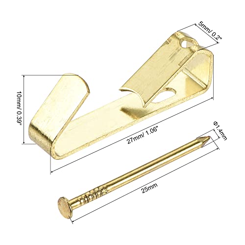 Image of uxcell Picture Hangers, 25Pcs 27mm /1.06 inch, Photo Frame Hanging Hooks Kit for Wall Mounting with Nails