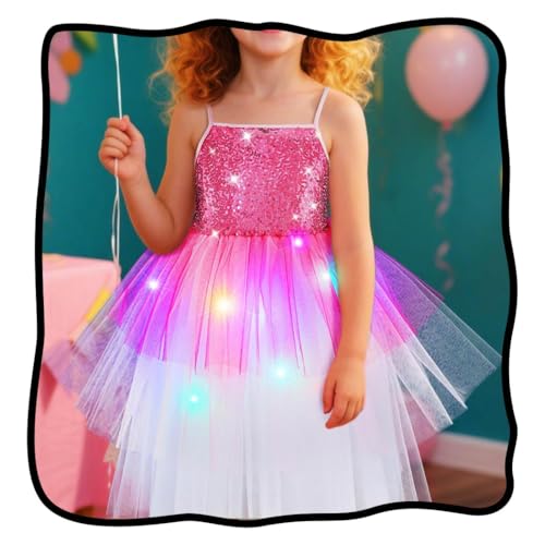 Nicute Princess Dresses Light Up Sparkly Sequin Tulle Dress Glow Birthday Party Prom Outfit for Women