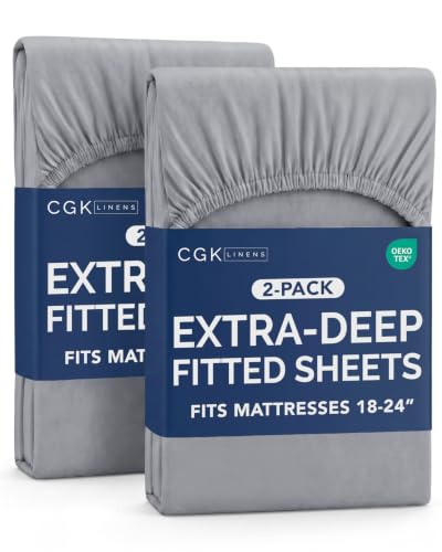 Image of CGK Linens 2 Pack Extra Deep Queen Fitted Sheets - Steel Blue