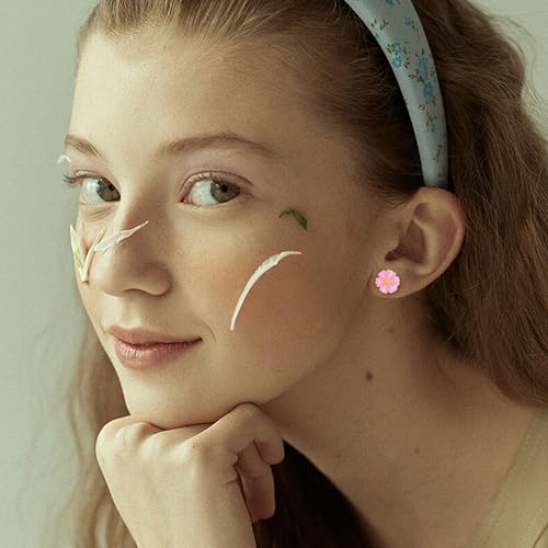 Image of Plastic Earrings for Sensitive Ears Flower Studs for Women