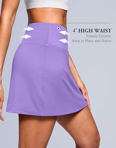 Image of SANTINY 13.5 inch /15 inch Tennis Skirt with 2 Pockets | A Line, High Waisted, Mini Length, Casual, Athletic, Golf, Skorts for Women
