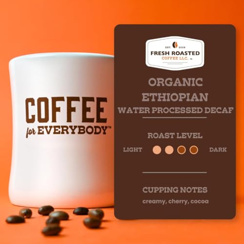 Image of Fresh Roasted Coffee, Organic Ethiopian Water-Processed Decaf Drip Ground Coffee, Medium Roast, USDA Organic, 100% Single Origin, Kosher, 12 oz