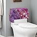 Maiyoinou Purple Toilet Tank Cover with Storage Pockets No Tools Needed Easy Installation Toilet Tank Storage Cover for Small Bathroom, Butterfly Daisy Marble