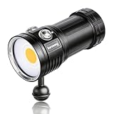 Sursnong L12 7500 Lumens Unterwasser videoleuchte - Professionelle Tauchlampe Video mit 90 CRI, 6000K Weißes Licht, USB-C Aufladbar, für Tauchen/Unterwasserfotografie (IP68 Wasserdicht, 100m Tiefe)
