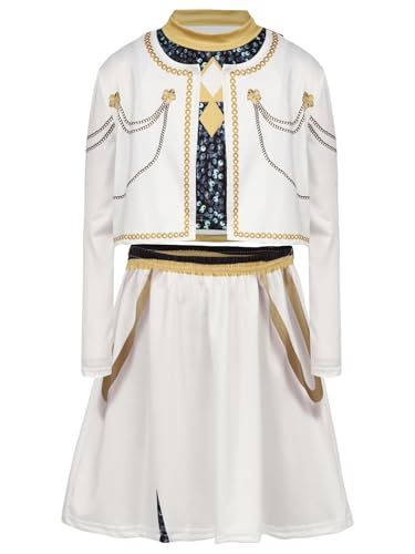 Sxiwei Kids Girls 3Pcs Long Sleeve Outerwear and Vest with Bottoms Concert Popular Singer Fashion Print Outfits Type C 7-8 Years3