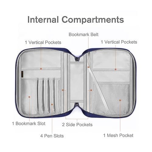 FINTIE Bibelhülle Bibelumschlag, Tragen Bibel Buchumschlag in Standardgröße, Bibeletui mit Griff und Reißverschluss Tasche, Bibelüberzug Geschenk für Männer Frauen, (Marineblau)