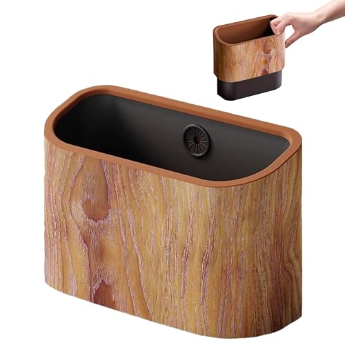 Ayipaqen Cat Litter Scoop Holder Wood-Grain Dual-Open Scoop Caddy with Bag-Lock Hole Wide-Mouth Double-Layer Inner Bucket Mini Desktop Trash Bin for Pet Scoops & Accessories